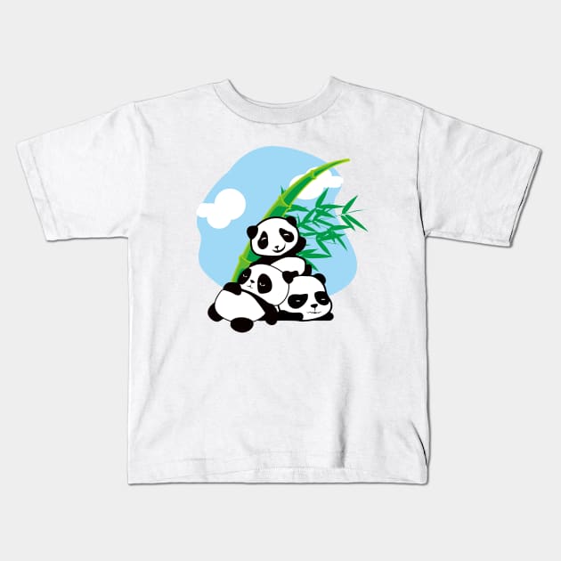 Panda and bamboo Kids T-Shirt by Jack Wolfie Gallery